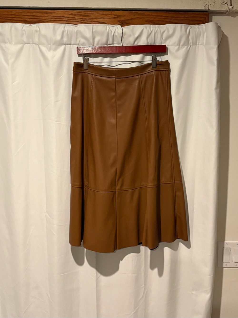 Banana Republic Faux Leather A-Line Midi Skirt in Brown